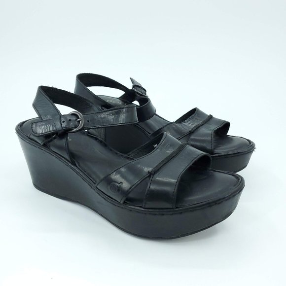 born black wedge sandals